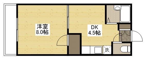 カーサ新町(1DK/1階)の間取り写真