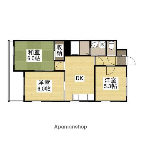 ノーブル原(3DK/4階)の間取り写真