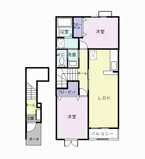 クローバーハウス(2LDK/2階)の間取り写真