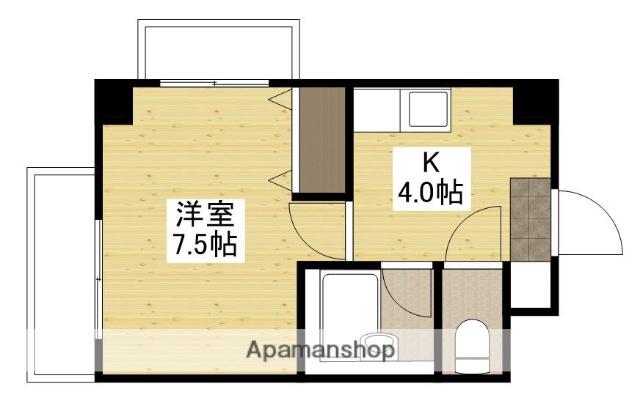 エトワール河地(1K/4階)の間取り写真