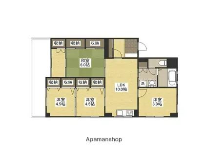 新町マンション(4LDK/4階)の間取り写真