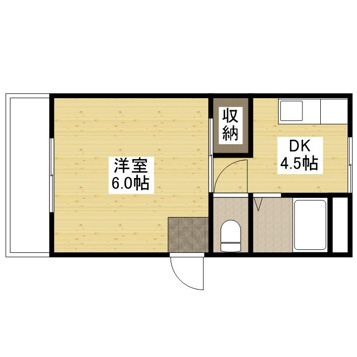 第2栗田ビル(1DK/3階)の間取り写真