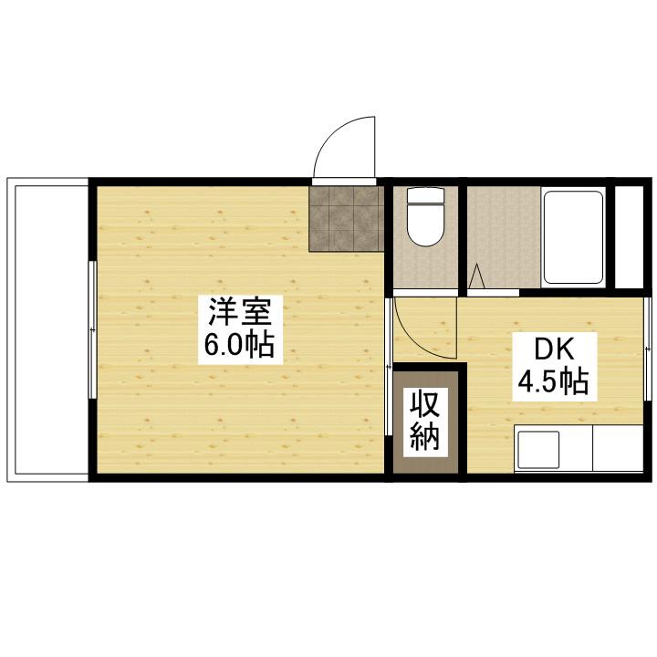 第2栗田ビル(1DK/2階)の間取り写真