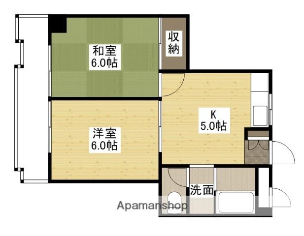 アップル比治山(2K/3階)の間取り写真