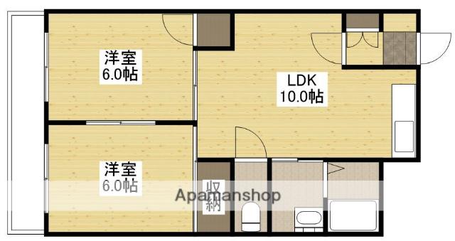 グロワール広瀬(2LDK/8階)の間取り写真