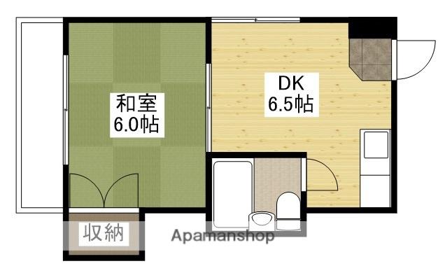 水上ビル(1DK/2階)の間取り写真