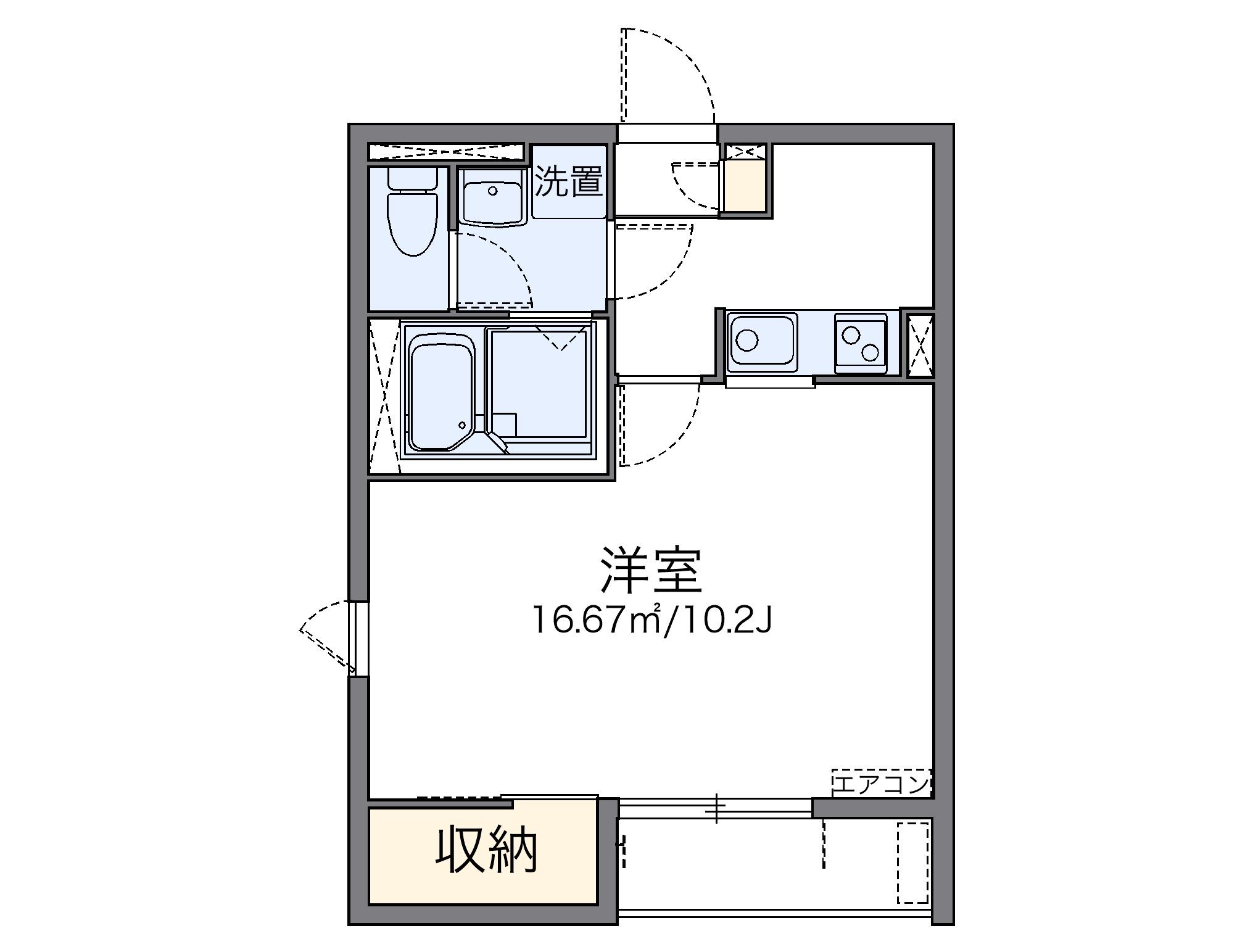 レオネクストSⅠ(1K/1階)の間取り写真