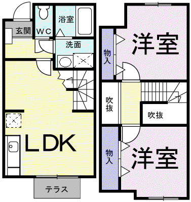 ニュークレストール光ケ丘(2LDK/1階)の間取り写真