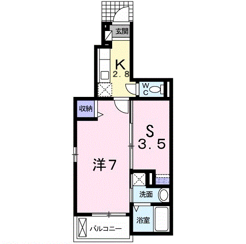 フィデール庚午(2K/1階)の間取り写真