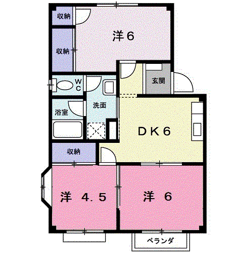 エルディム落合南A(3DK/2階)の間取り写真