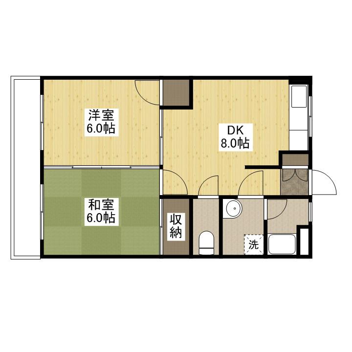 溝田ビルⅡ(2DK/2階)の間取り写真