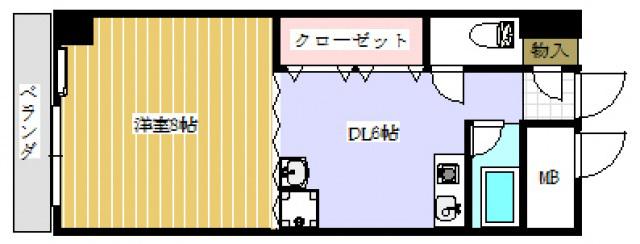 ラポール小町(1DK/2階)の間取り写真