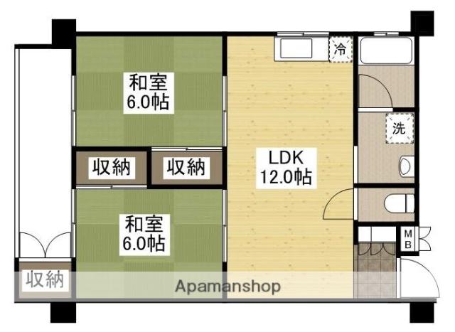 河村ビル(2LDK/3階)の間取り写真