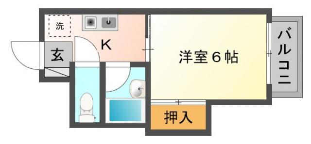 メゾンいちばB棟(1K/2階)の間取り写真