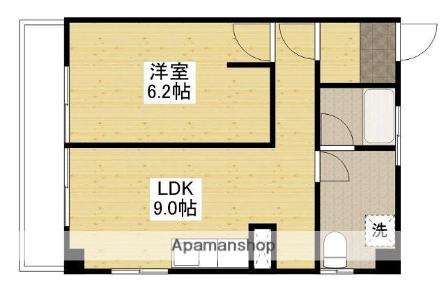 第二山長ビル(1LDK/4階)の間取り写真