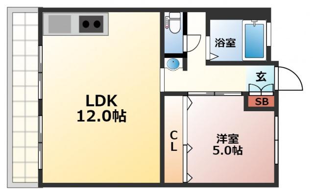 西興ビル(1LDK/3階)の間取り写真