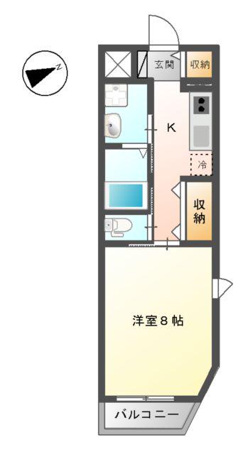 フレンドリー京橋(1K/2階)の間取り写真