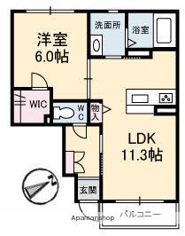 クオーレ大町東 A棟(1LDK/1階)の間取り写真