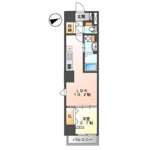 シエスタ河原町(1LDK/6階)の間取り写真