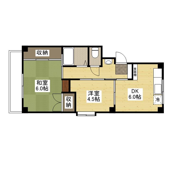 ファビス楠木2(2DK/3階)の間取り写真
