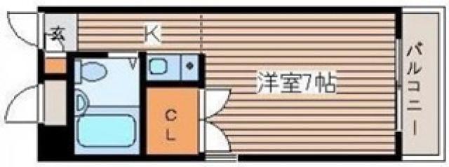 ロイヤルガーデン(ワンルーム/4階)の間取り写真