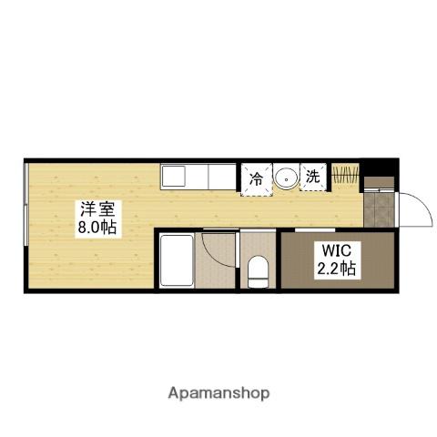 フェリシア地御前(ワンルーム/2階)の間取り写真