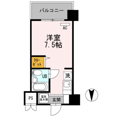 ベルハウス(ワンルーム/4階)の間取り写真