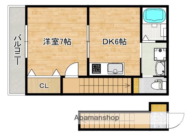 レユシール中山中町(1DK/2階)の間取り写真