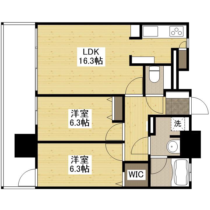  BANKARA PLACE(2LDK/9階)の間取り写真