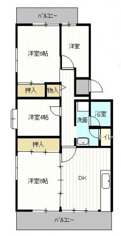 鈴が峰第5団地 5号棟(4DK/5階)の間取り写真