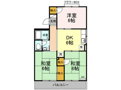 メゾン岡田(3DK/2階)の間取り写真