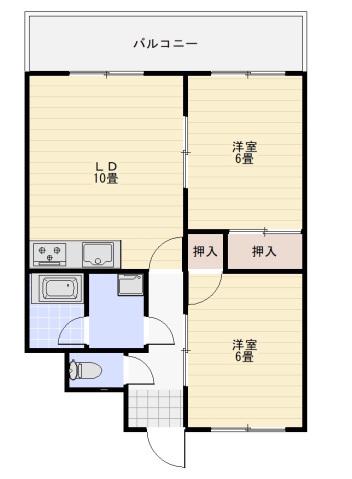 たきもとビル(2LDK/4階)の間取り写真