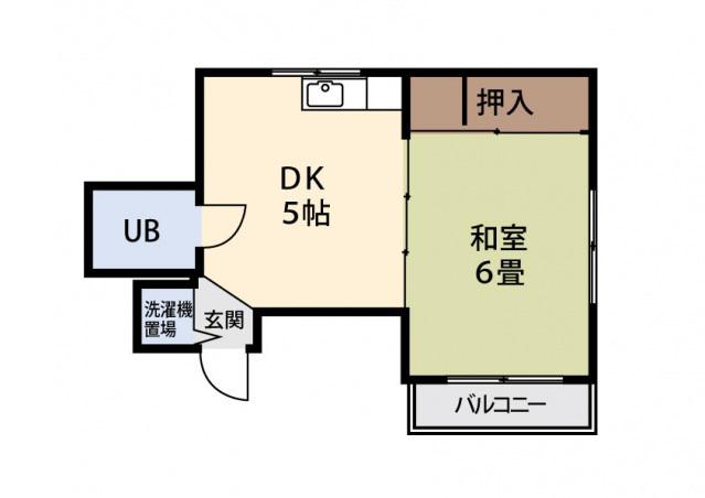 シャトー西白島(1DK/4階)の間取り写真