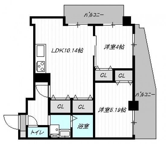 AXIS BLD(2LDK/5階)の間取り写真