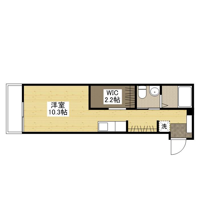 フェリシア梅原(ワンルーム/2階)の間取り写真