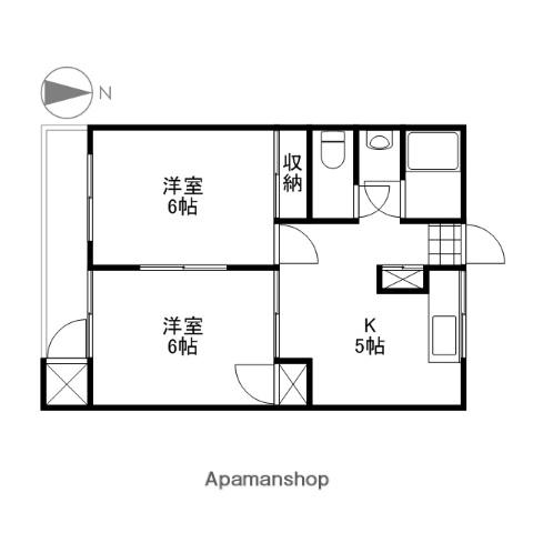戸坂ラックビル(2DK/4階)の間取り写真