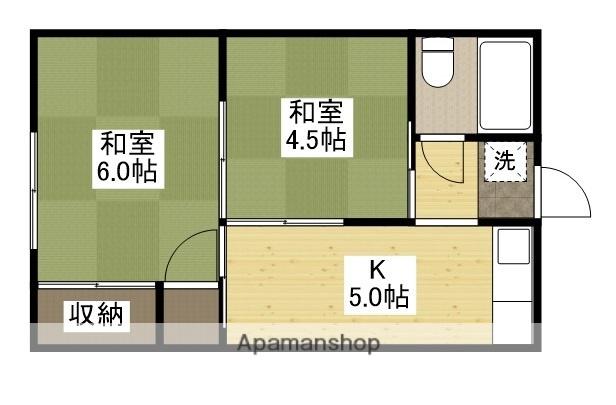 竹生荘(2K/2階)の間取り写真