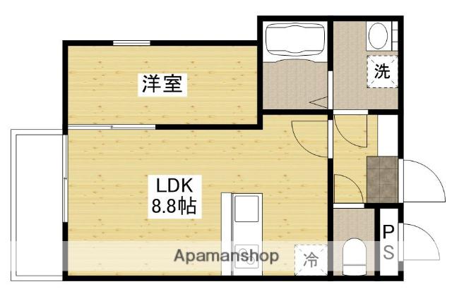 ウイングコート舟入(1LDK/2階)の間取り写真