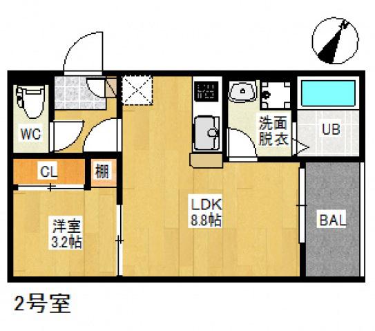 REGALEST廿日市駅南(1LDK/2階)の間取り写真
