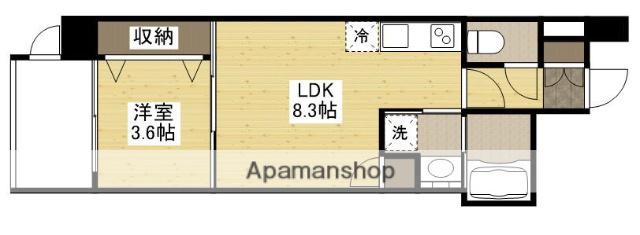 S-RESIDENCE新白島駅前(1LDK/1階)の間取り写真