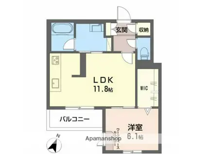 LINO GRANDE 牛田中(1LDK/2階)の間取り写真