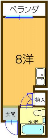 セルシオⅠ(ワンルーム/4階)の間取り写真