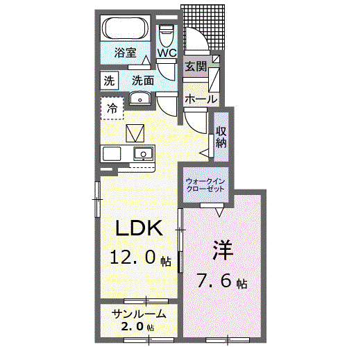 サン ウォーム Ⅳ(1LDK/1階)の間取り写真