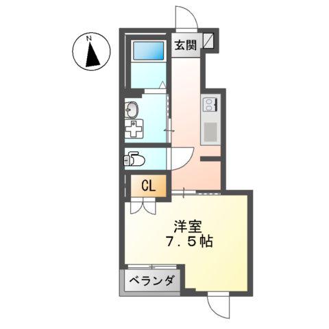 チコカメヤマ(1K/1階)の間取り写真