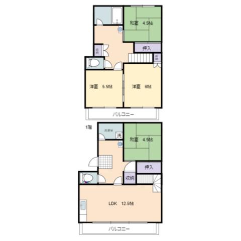 高陽真亀団地 4号棟(4LDK/7階)の間取り写真