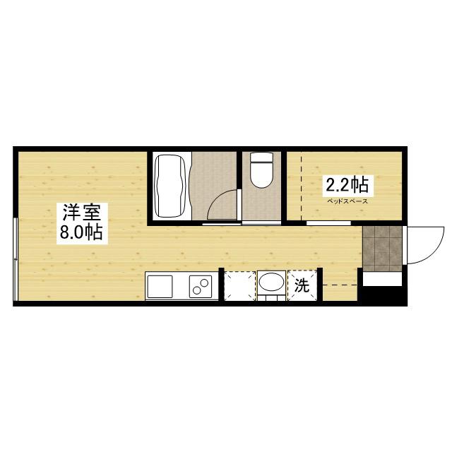 ヴィラリヴィエールⅡ(ワンルーム/1階)の間取り写真