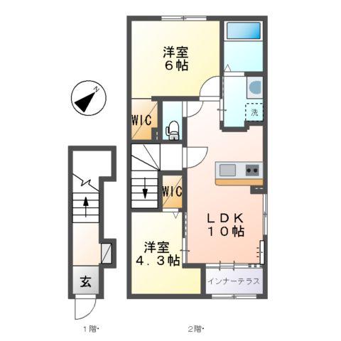 BIGSEA(2LDK/2階)の間取り写真