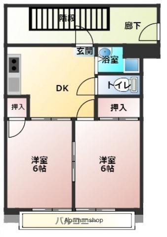 MIビル(2DK/2階)の間取り写真