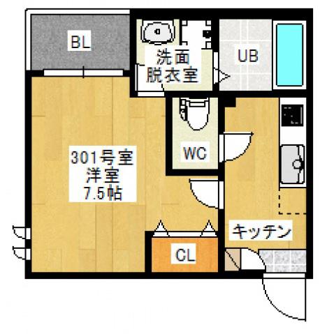 REGALEST BONHEUR4(1K/3階)の間取り写真