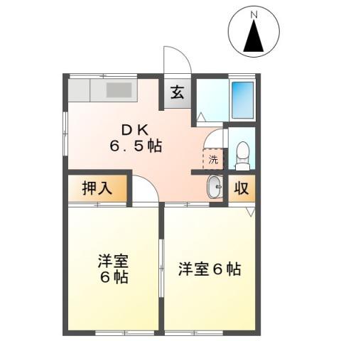 シティハイムローゼ(2DK/1階)の間取り写真